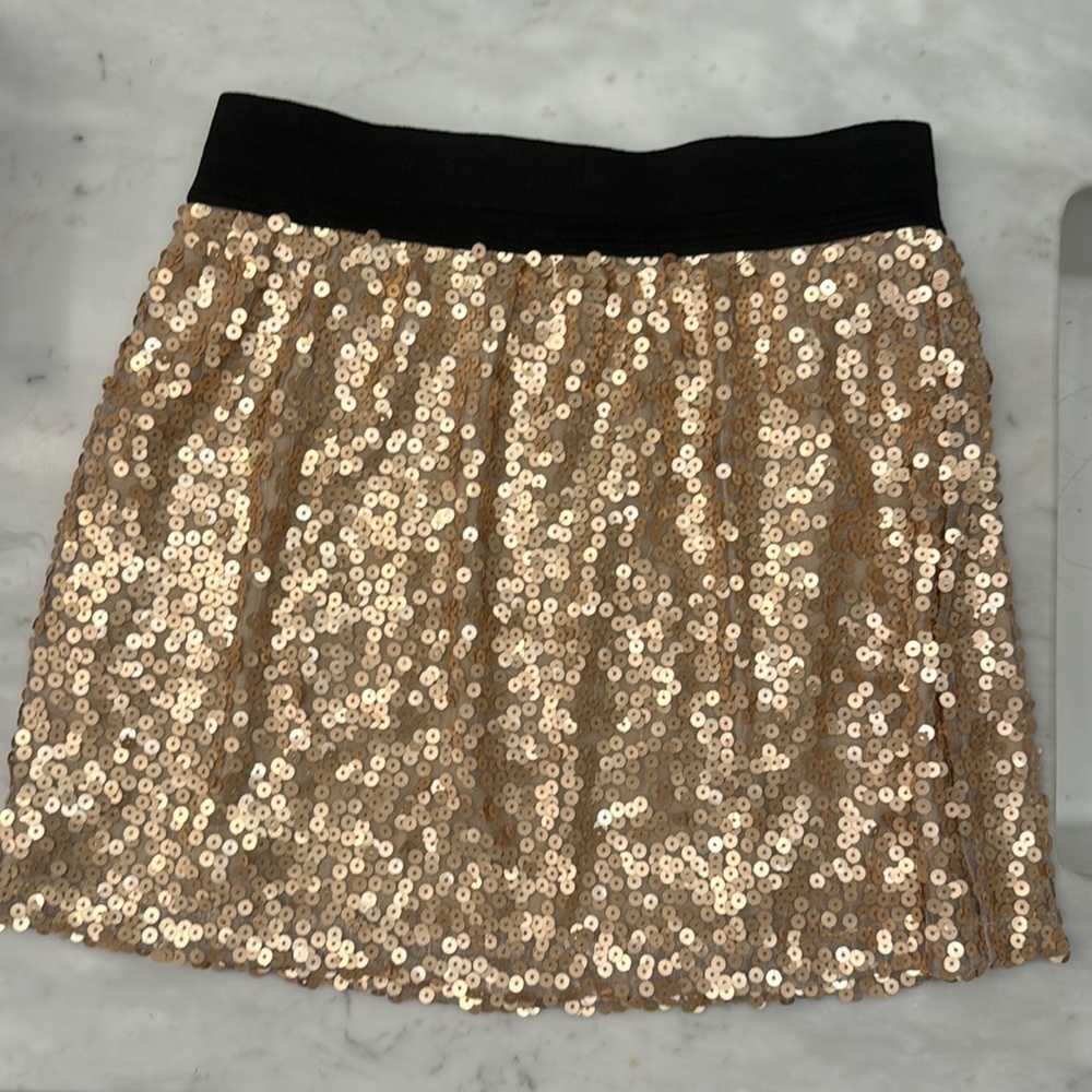 Women’s Gold Sequin Mini Skirt Size S Fully Lined Festival Wear Holiday Party